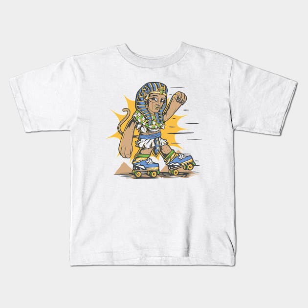 Roller Skating Sphinx // Funny They See Me Rollin Kids T-Shirt by SLAG_Creative